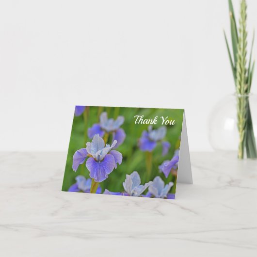 Carte Merci Fleur Iris Bleu Salutation (Devant)