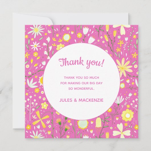 Carte Merci Fleur sauvage rose (Devant)