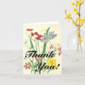 Carte "Merci !" + Fleurs Colorées de Style Rétro (Fleur jaune)