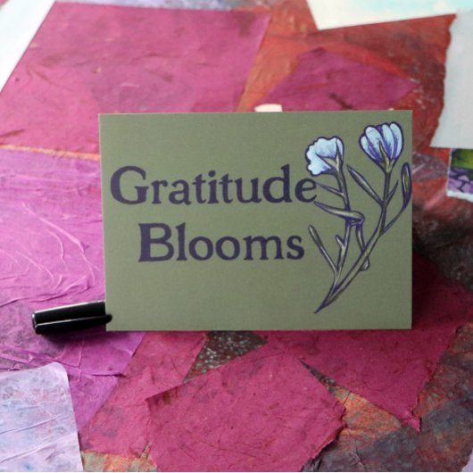 Carte Merci fleurs florales bleues