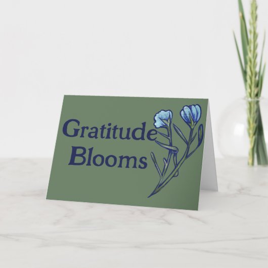 Carte Merci fleurs florales bleues (Devant)