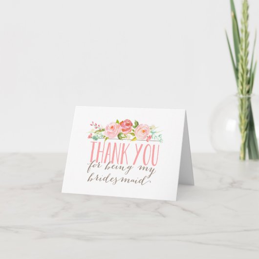 Carte Merci Floral Bridesmaid (Devant)