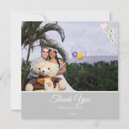 Carte Merci Floral Mariée et Merci Mariage (Devant)