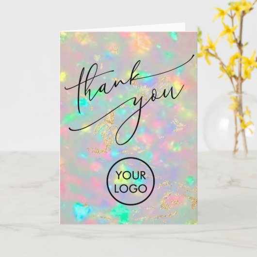 Carte merci fond opale (Fleur jaune)