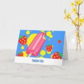 Carte Merci Fun Pink Popsicle et fraises (Fleur jaune)