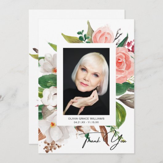 Carte Merci Funérailles Sympathie Bereavement (Devant / Derrière)