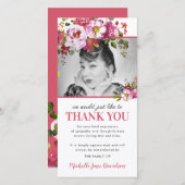 Carte Merci funéraire rose floral (Devant / Derrière)