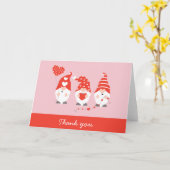 Carte Merci Gnomes de la Saint-Valentin Rouge Rose (Fleur jaune)