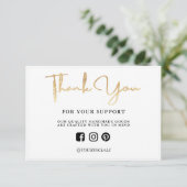 Carte Merci Gold Lumière Support personnalisé (Debout devant)