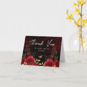 Carte Merci gothique rouge et noir Mariage (Fleur jaune)