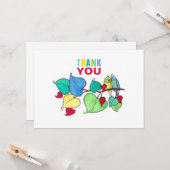 Carte Merci Gras Lovebirds Illustration colorée (Devant/Arrière en situation)