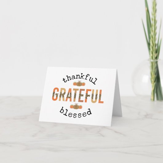 Carte Merci Grateful Blessé mignon automne Thanksgiving (Devant)