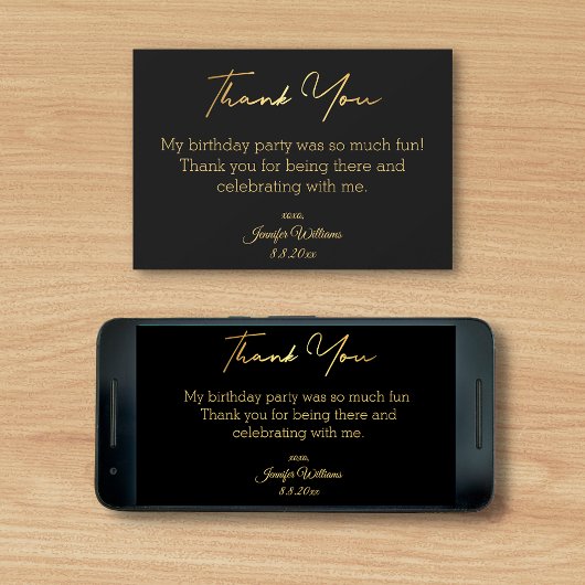 Carte merci heureux anniversaire noir or numérique