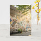 Carte Merci Humanité Graffiti sur mur de briques Murale (Fleur jaune)