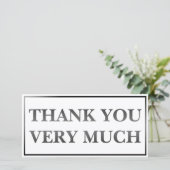 Carte Merci imprimé noir classique moderne (Debout devant)