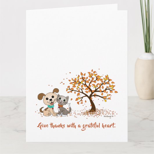 Carte Merci ! Joli Thanksgiving Automne Chien Chien (Devant)