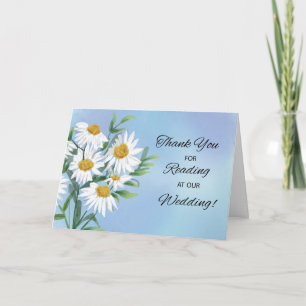 Carte Merci Lecture à Mariage Daisies sur l'aquarelle