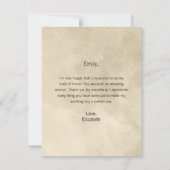 Carte Merci Maid of Honor Champagne Peonies Card (Dos)