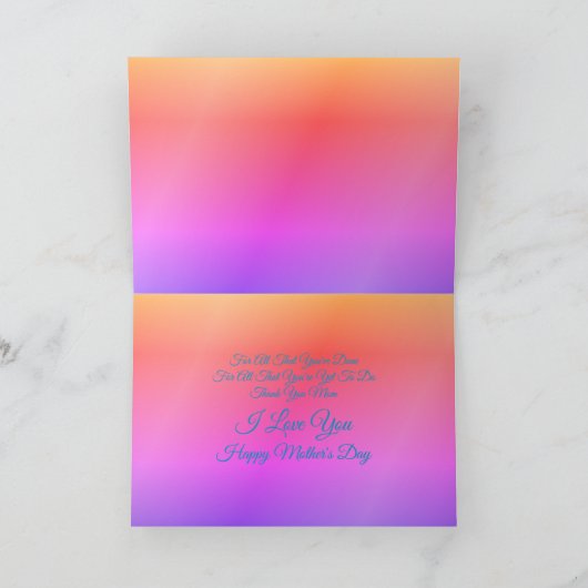 Carte Merci Maman Arc-en-ciel Orchidée Fête des mères (Intérieur)