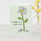 Carte Merci Maman, Fleur de marguerite verte religieuse (Fleur jaune)