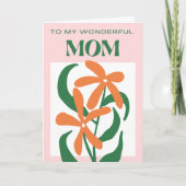 Carte merci maman orange minimal floral moderne (Devant)