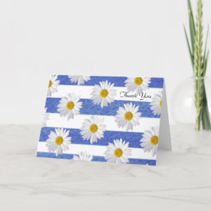 Carte merci marguerites blanches sur rayure