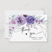 Carte Merci Mariage argenté et violet (Devant)