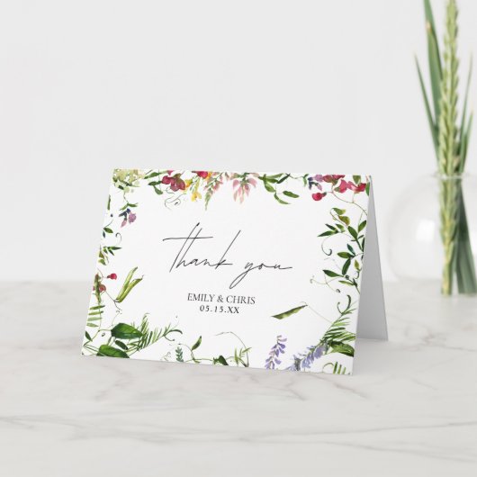 Carte Merci Mariage Fleur sauvage d'été moderne (Devant)