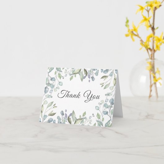 Carte Merci Mariage fleuri de verdure moderne (Fleur jaune)