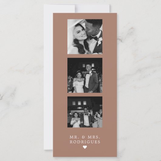 Carte Merci Mariage Mocha Photo Strip (Dos)