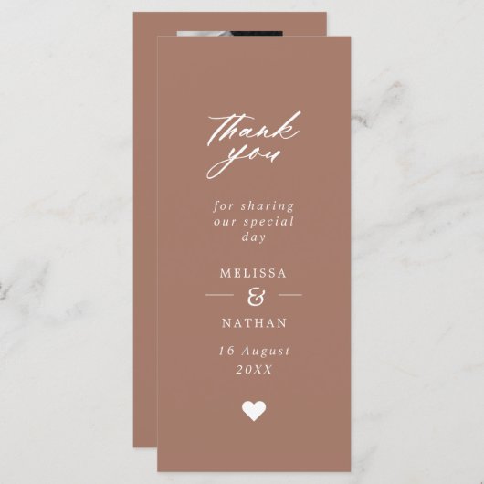 Carte Merci Mariage Mocha Photo Strip (Devant / Derrière)