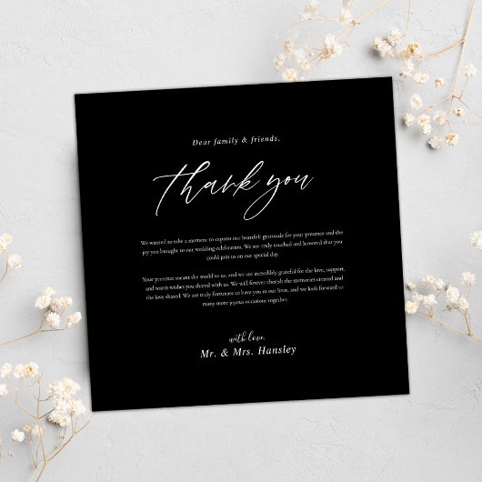 Carte Merci Mariage moderne noir minimal