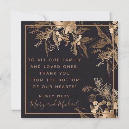 Carte Merci Mariage or Floral Metallo Arrangement (Dos)