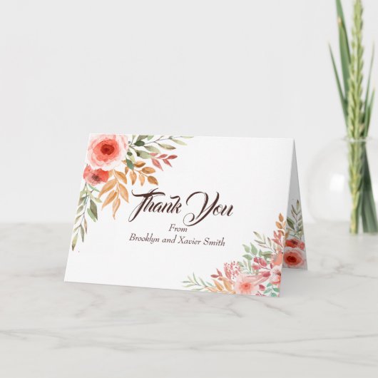 Carte Merci Mariage Peach Bouquet (Devant)