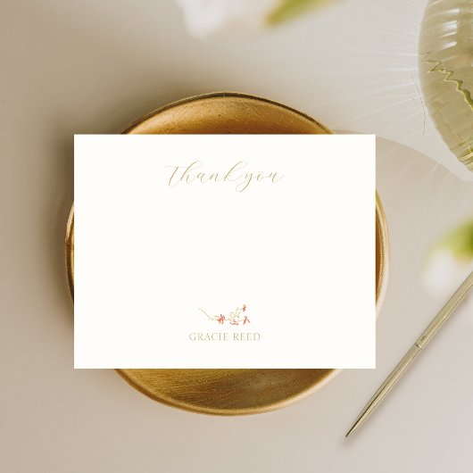 Carte Merci Mariage rose corail chic