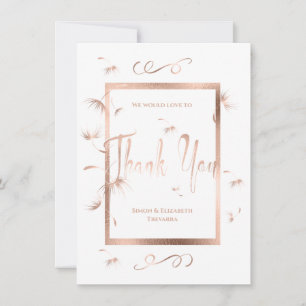 Carte Merci Mariage rose Dandelion or