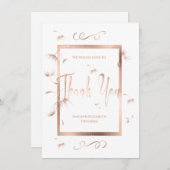 Carte Merci Mariage rose Dandelion or (Devant / Derrière)