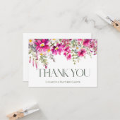 Carte Merci Mariage rose Fleur sauvage (Devant/Arrière en situation)