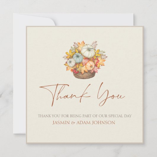 Carte Merci Mariage Russe Citrouille de récolte d'automn (Devant)