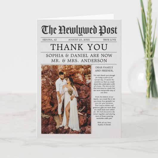 Carte Merci Mariage unique du journal (Devant)