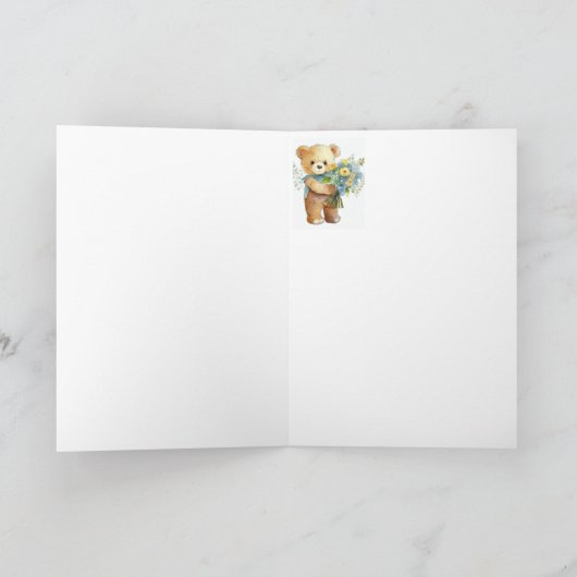 Carte Merci Merci Fleurs et Ours En Teddy (Intérieur)