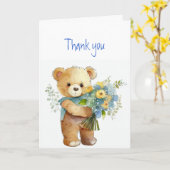Carte Merci Merci Fleurs et Ours En Teddy (Fleur jaune)