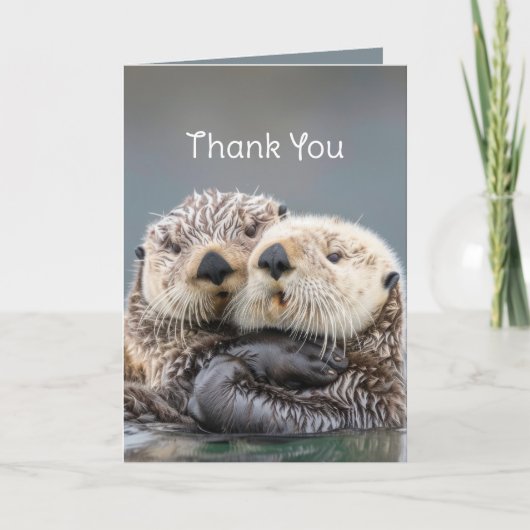 Carte Merci Merci Love Hugs Cute Otters (Devant)