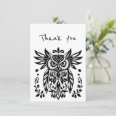 Carte Merci Merci Tribal Folk Art Owl Bird (Debout devant)