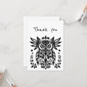 Carte Merci Merci Tribal Folk Art Owl Bird (Devant/Arrière en situation)