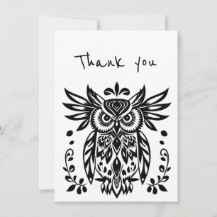 Carte Merci Merci Tribal Folk Art Owl Bird