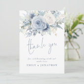 Carte Merci moderne de fleurs bleues Dusty (Debout devant)