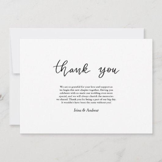 Carte Merci moderne Script Mariage photo (Dos)