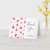 Carte Merci Motif pour le rose et le vert doux Coeurs to (Fleur jaune)