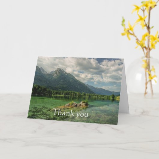 Carte Merci Mountain Lake Forest Scripture (Fleur jaune)